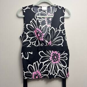 Fashion Bug Sleeveless V-Neck Floral Belted Top – Size XL